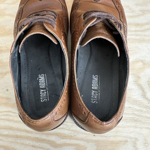 Stacy Adams Mens Garrison 24916-221 Brown Lace Up Oxford Dress Shoes Size 9W - Picture 6 of 7